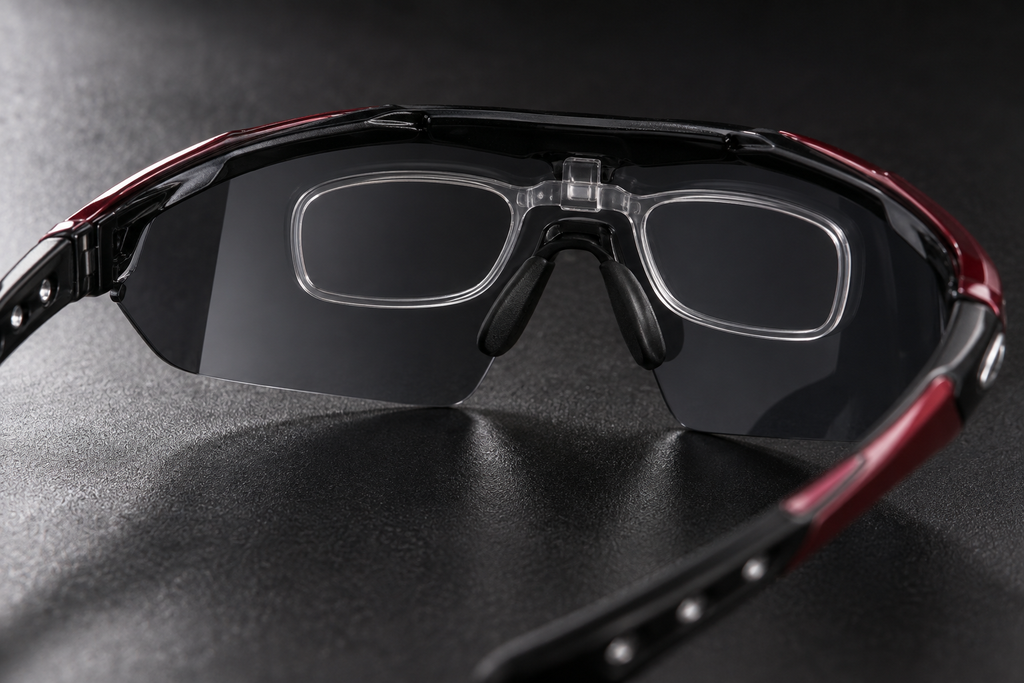 Fahrradbrille mit Wechselgläsern – Innenansicht mit Korrekturbrilleneinsatz