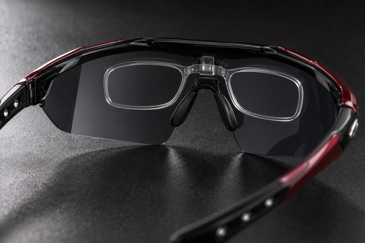 Fahrradbrille mit Wechselgläsern – Innenansicht mit Korrekturbrilleneinsatz