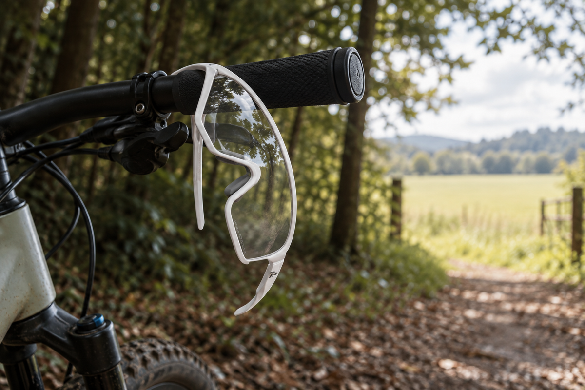 Fahrradbrille SP350 – am Lenker neben einem Waldweg