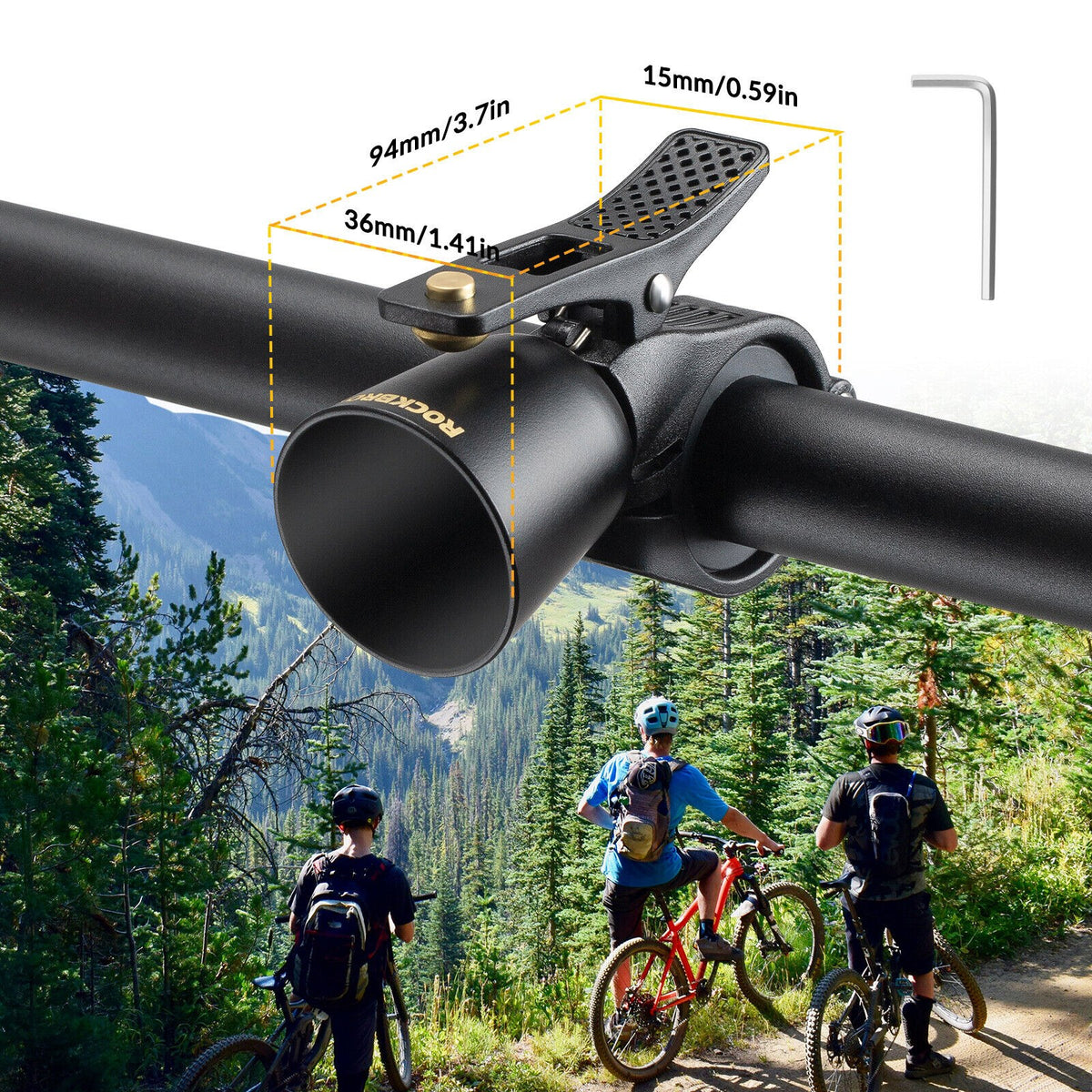 ROCKBROS Fahrradklingel mit Messingkappe 34210005001, Ansicht 13