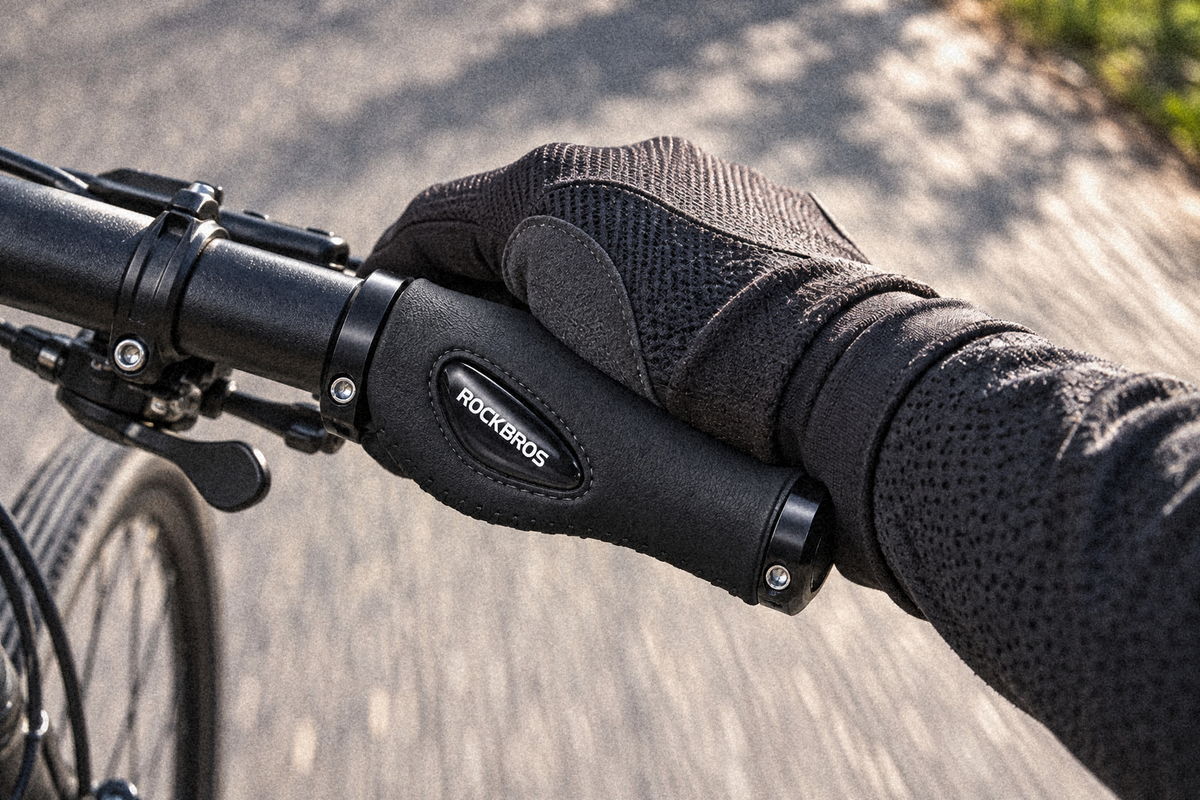 Lenkergriffe ergonomisch mit Silikonauflage – unter einem Handschuh an einem Fahrradlenker