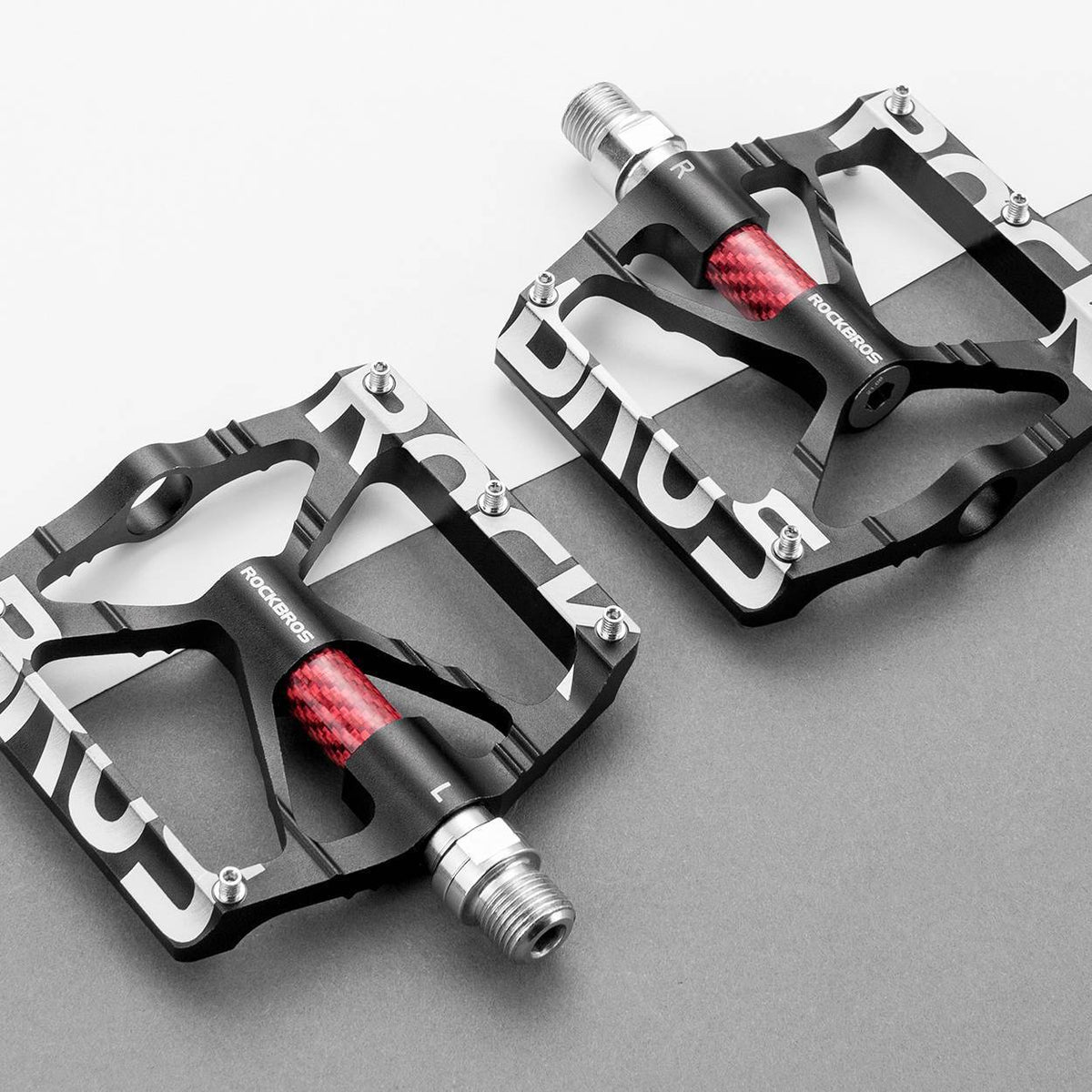 ROCKBROS Plattformpedale Aluminium mit Reflexeinsatz · Schwarz, Produktansicht (2)