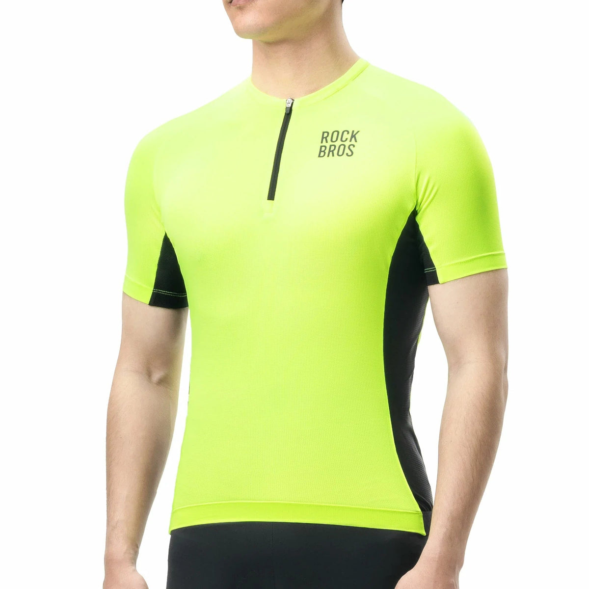 ROCKBROS Radtrikot Kurzarm Herren, Neongelb, Produktansicht