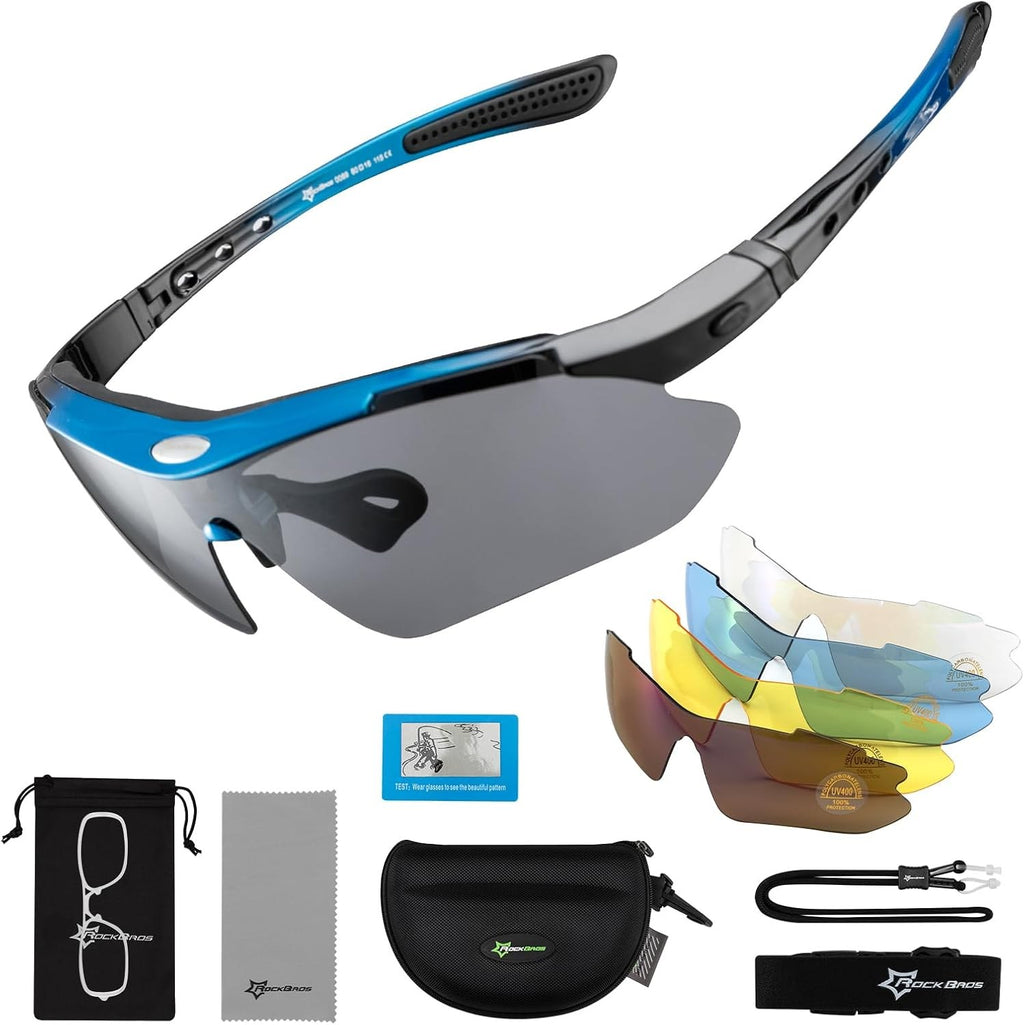 ROCKBROS Fahrradbrille Sonnenbrille mit 5 Wechselgläsern Damen Herren