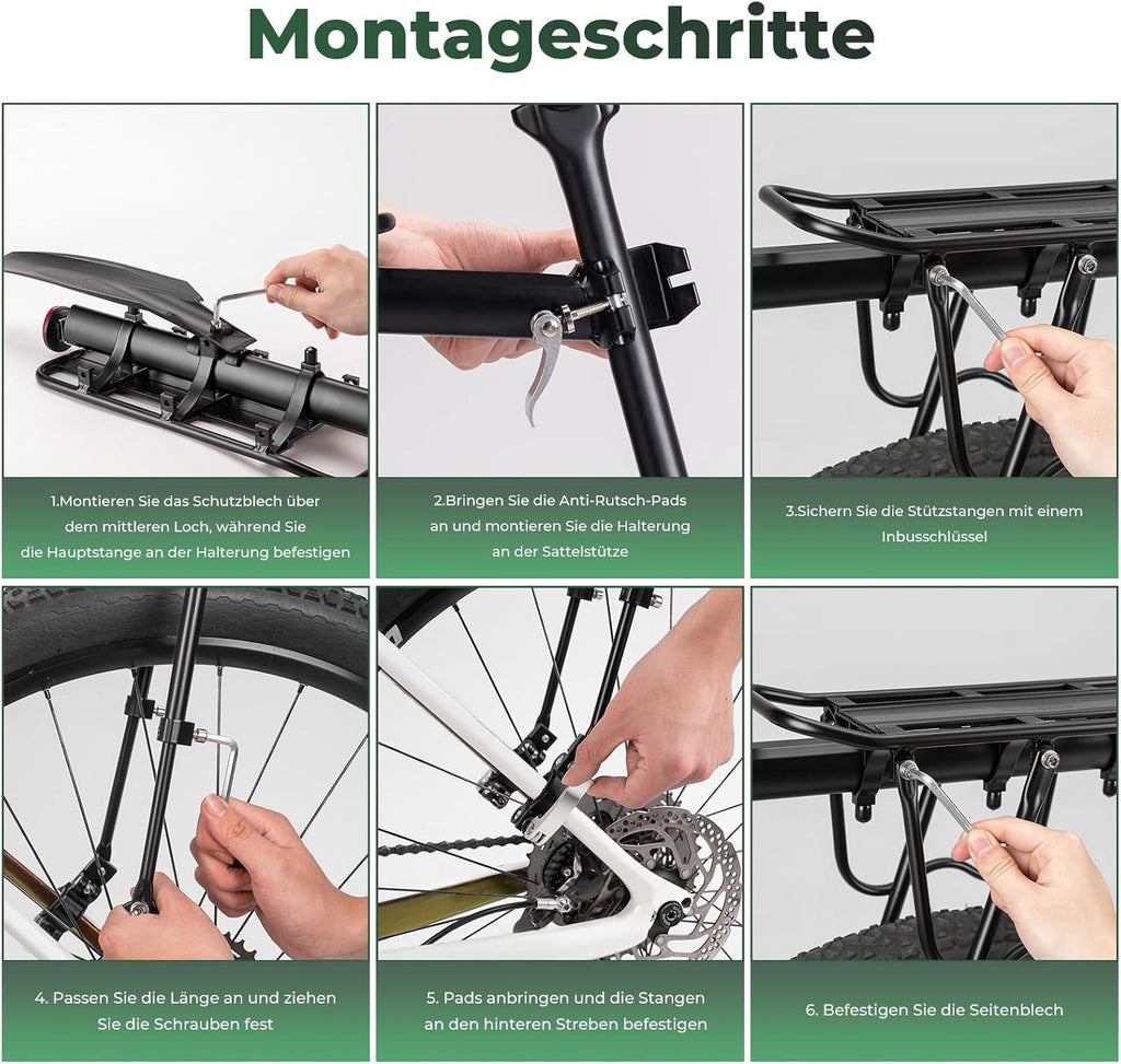 ROCKBROS Fahrrad Gepäckträger aus Alu mit Schutzblech & Schnellspanner