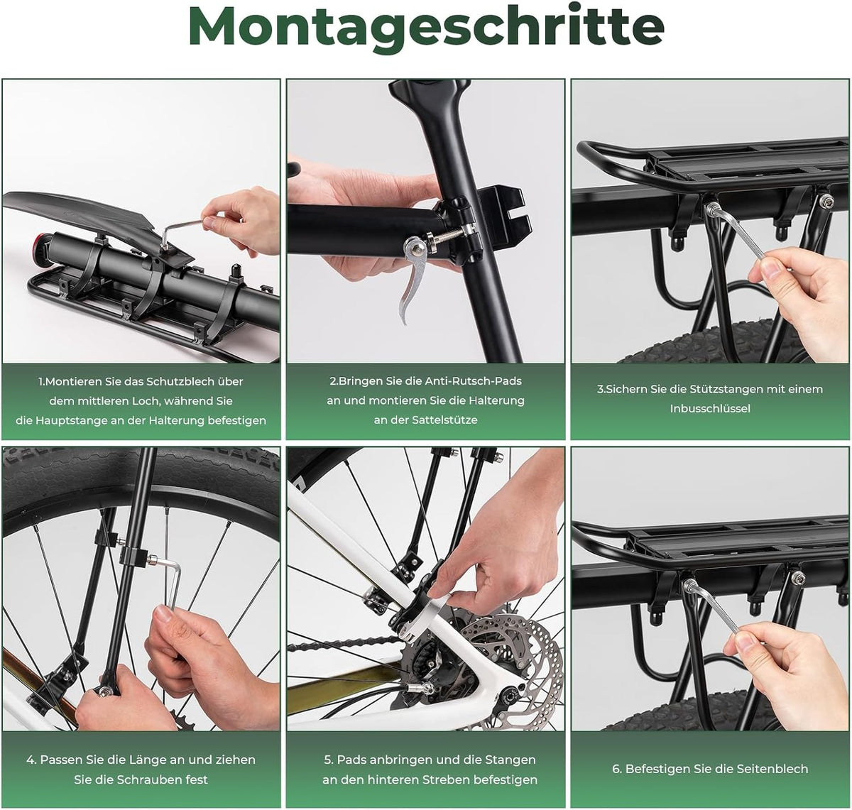 ROCKBROS Fahrrad Gepäckträger aus Alu mit Schutzblech & Schnellspanner
