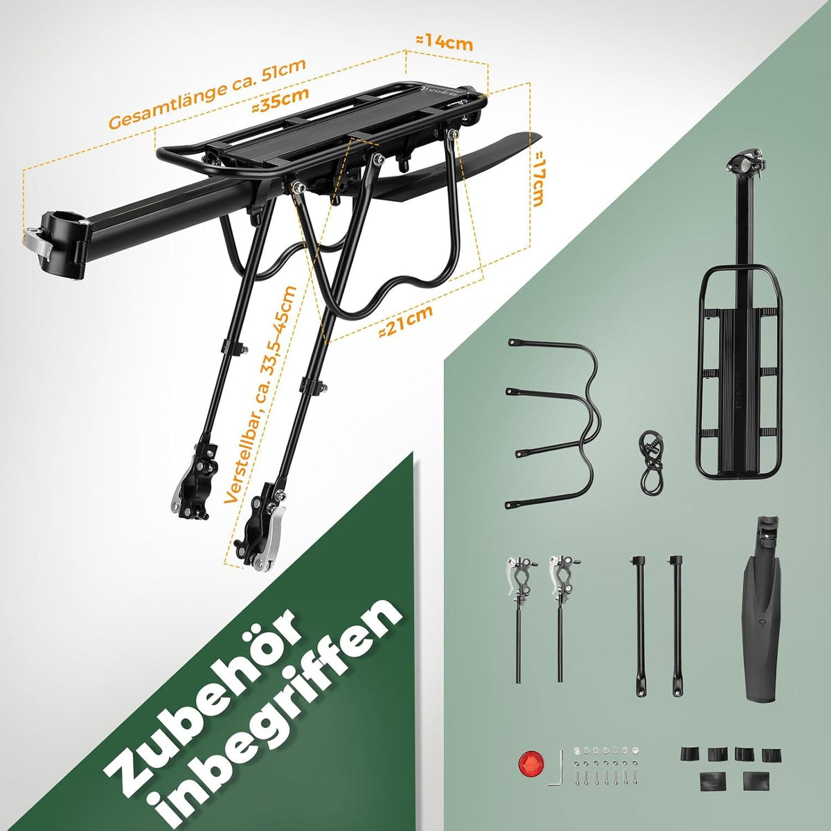 ROCKBROS Fahrrad Gepäckträger aus Alu mit Schutzblech & Schnellspanner