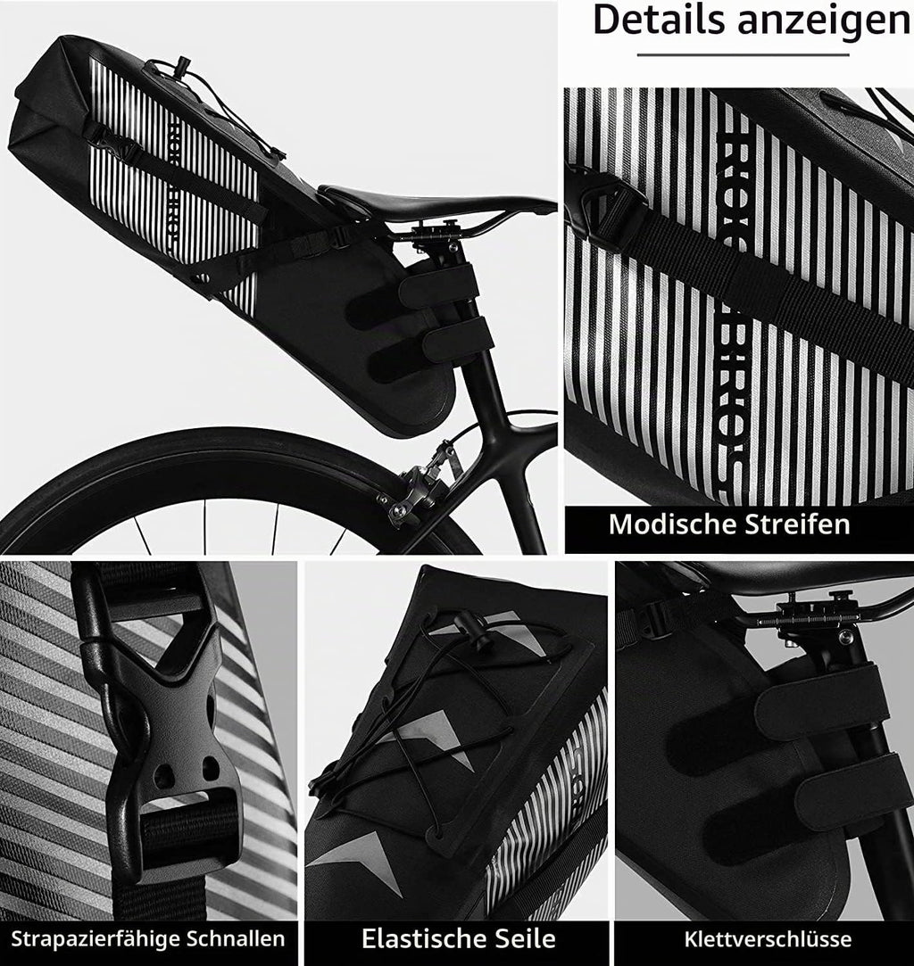 ROCKBROS Fahrrad Satteltasche Wasserdicht IPX7 10L Fahrradtasche Hinterrad