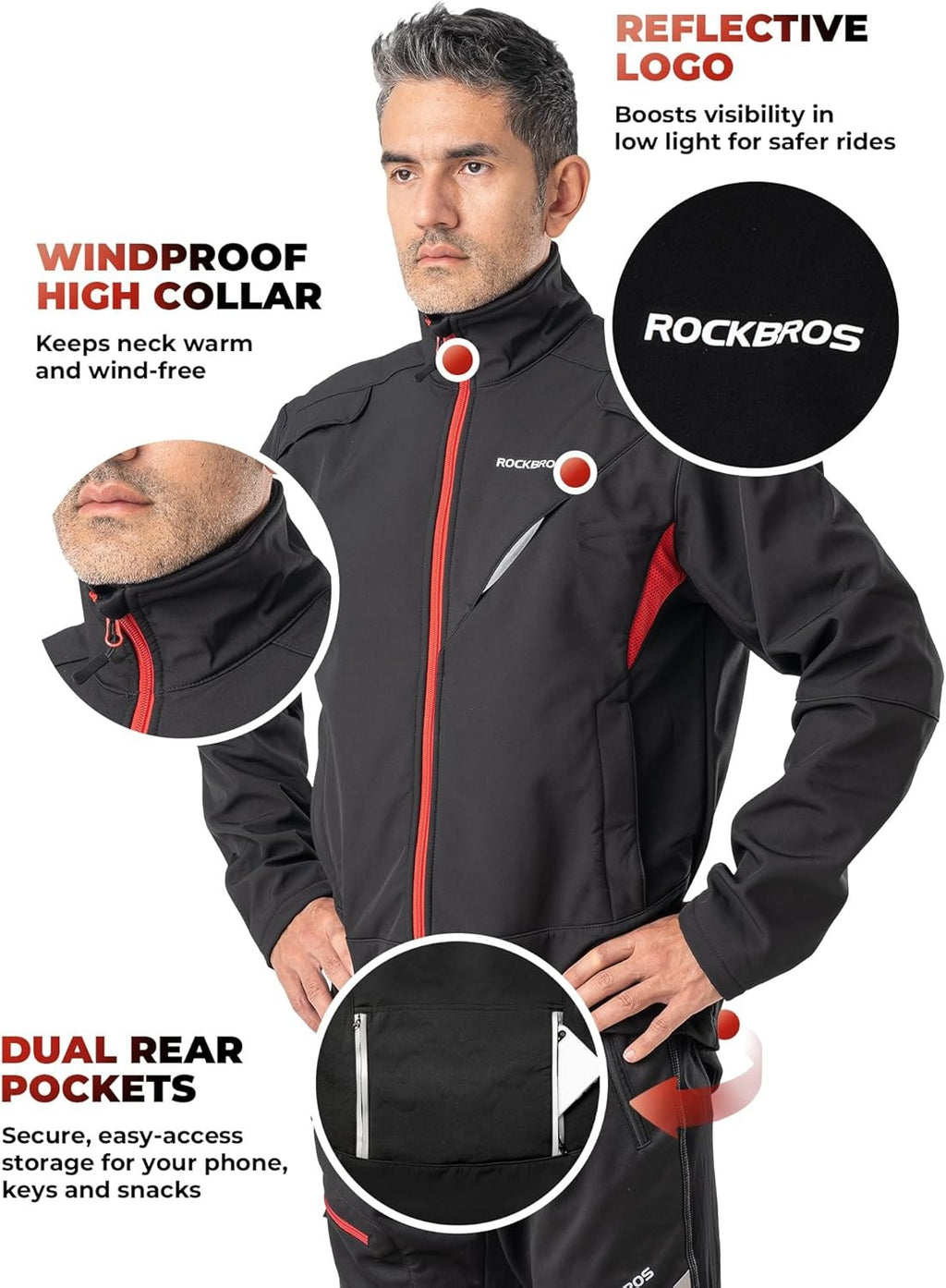 ROCKBROS Winter Fahrradbekleidung Herren Fahrrad Jacke + Hose Set Radjacke