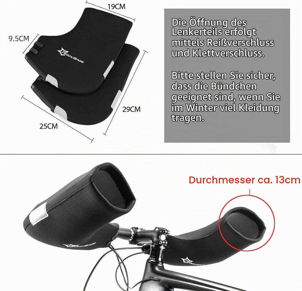 ROCKBROS Lenkerhandschuhe Fahrrad, Lenkerstulpen Winter Thermo Winddicht