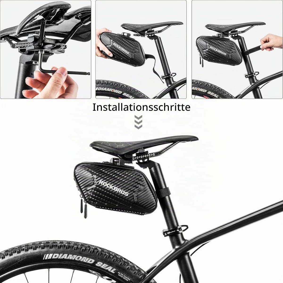 ROCKBROS Fahrrad Satteltasche Fahrradsitz Tasche für MTB Rennrad Faltrad