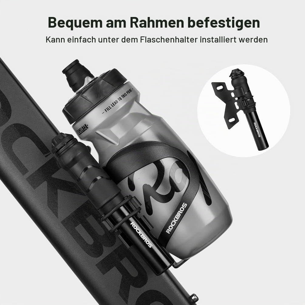 ROCKBROS Fahrradpumpe 100 PSI Mini mit Rahmenhalterung
