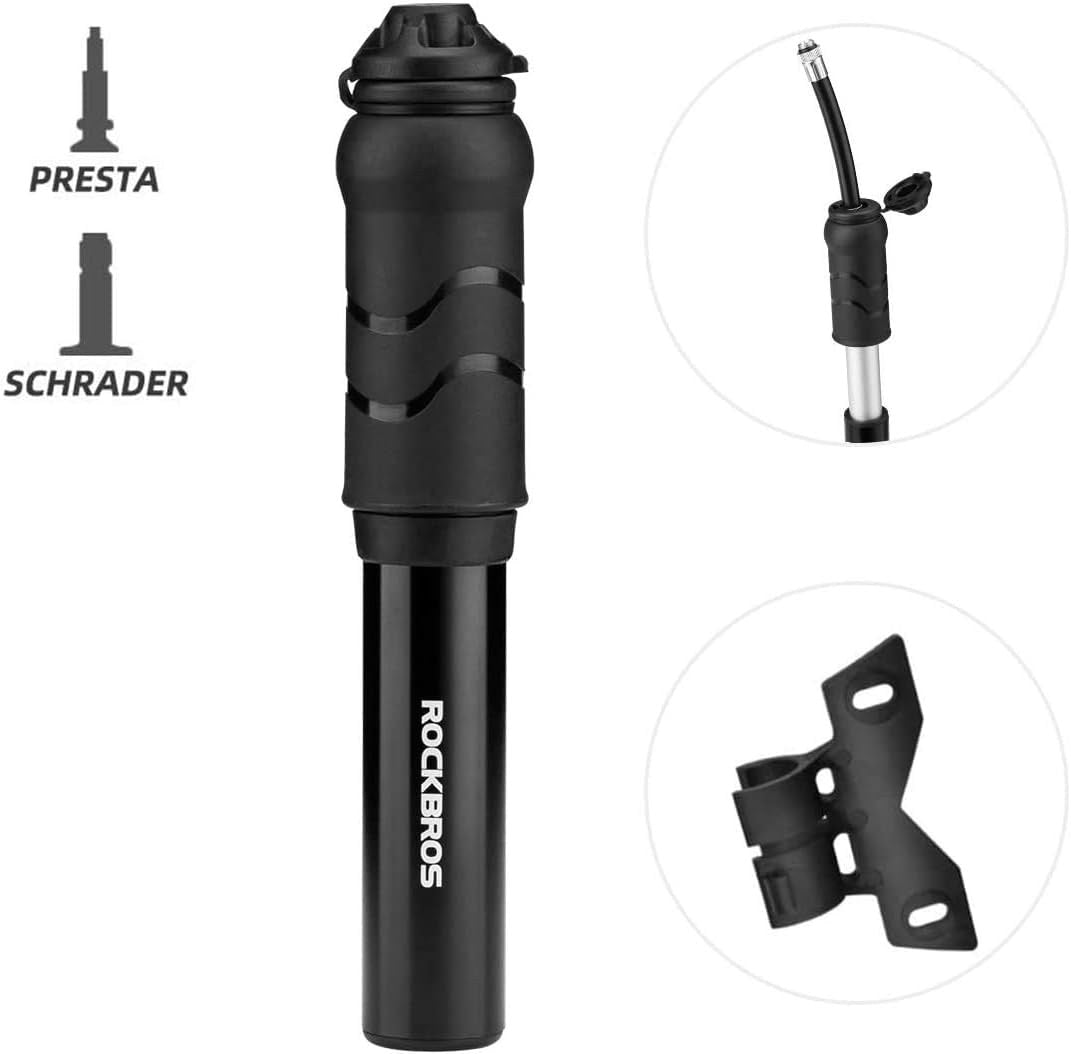 ROCKBROS Fahrradpumpe 100 PSI Mini mit Rahmenhalterung
