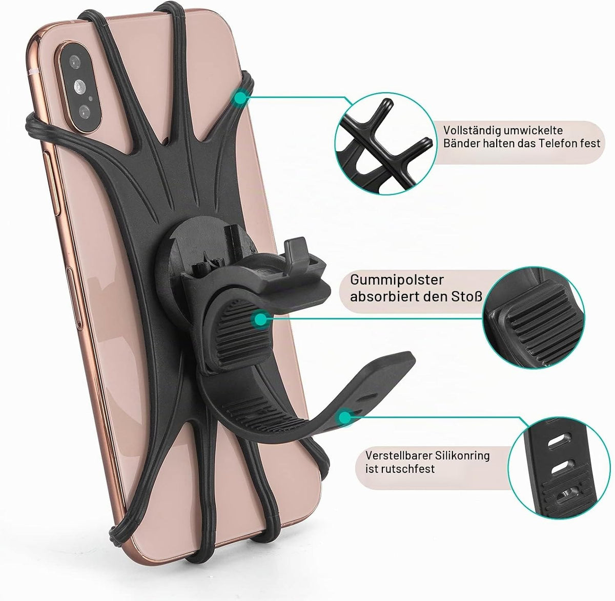 ROCKBROS Fahrrad Handyhalterung 360 Grad Drehbar für 4.0-6.8 Zoll Smartphone