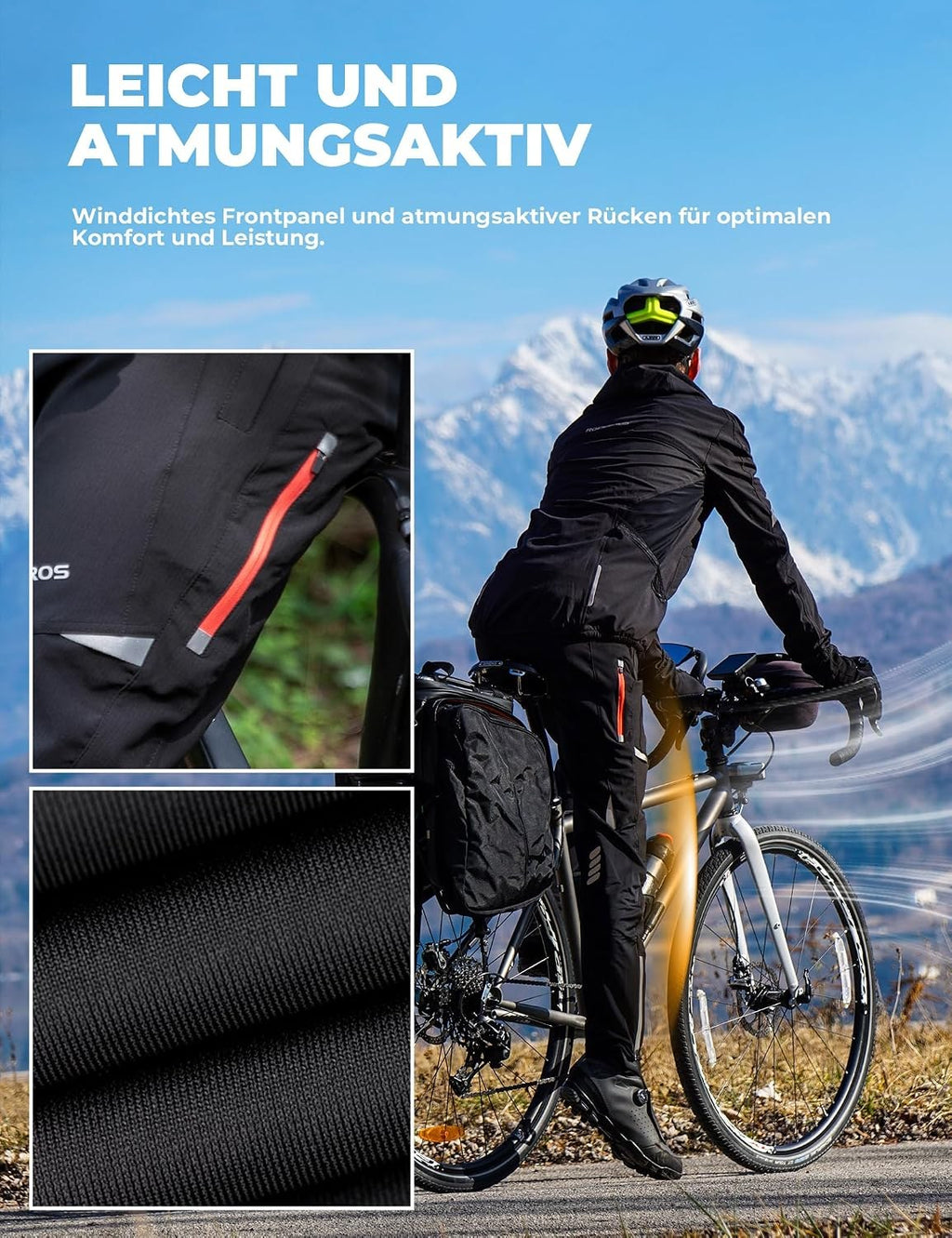 ROCKBROS Herren Fahrradhose Atmungsaktiv Lang Radlerhose Laufhose