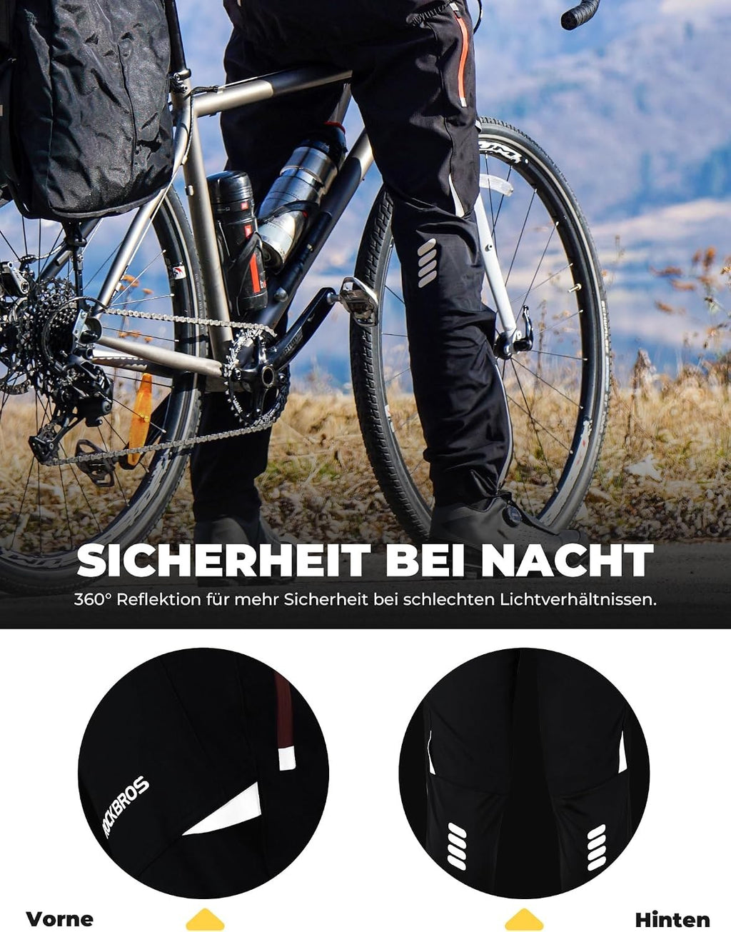 ROCKBROS Herren Fahrradhose Atmungsaktiv Lang Radlerhose Laufhose