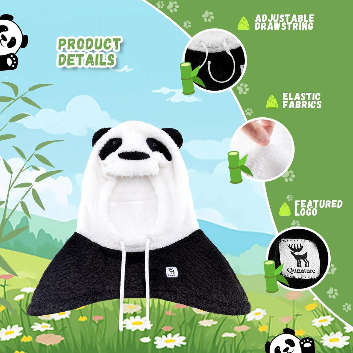 Qunature Winter Sturmhaube Skimaske für Kinder und Eltern, Panda-Design