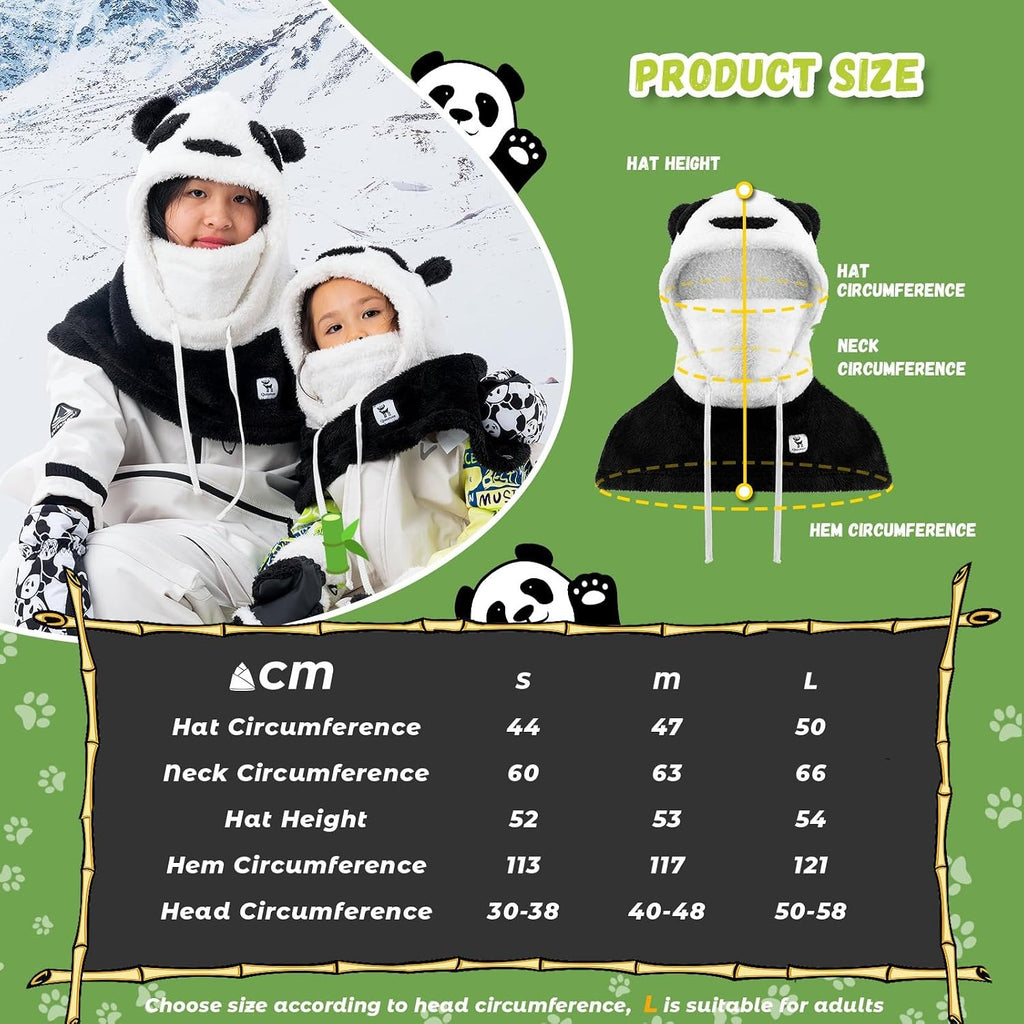 Qunature Winter Sturmhaube Skimaske für Kinder und Eltern, Panda-Design