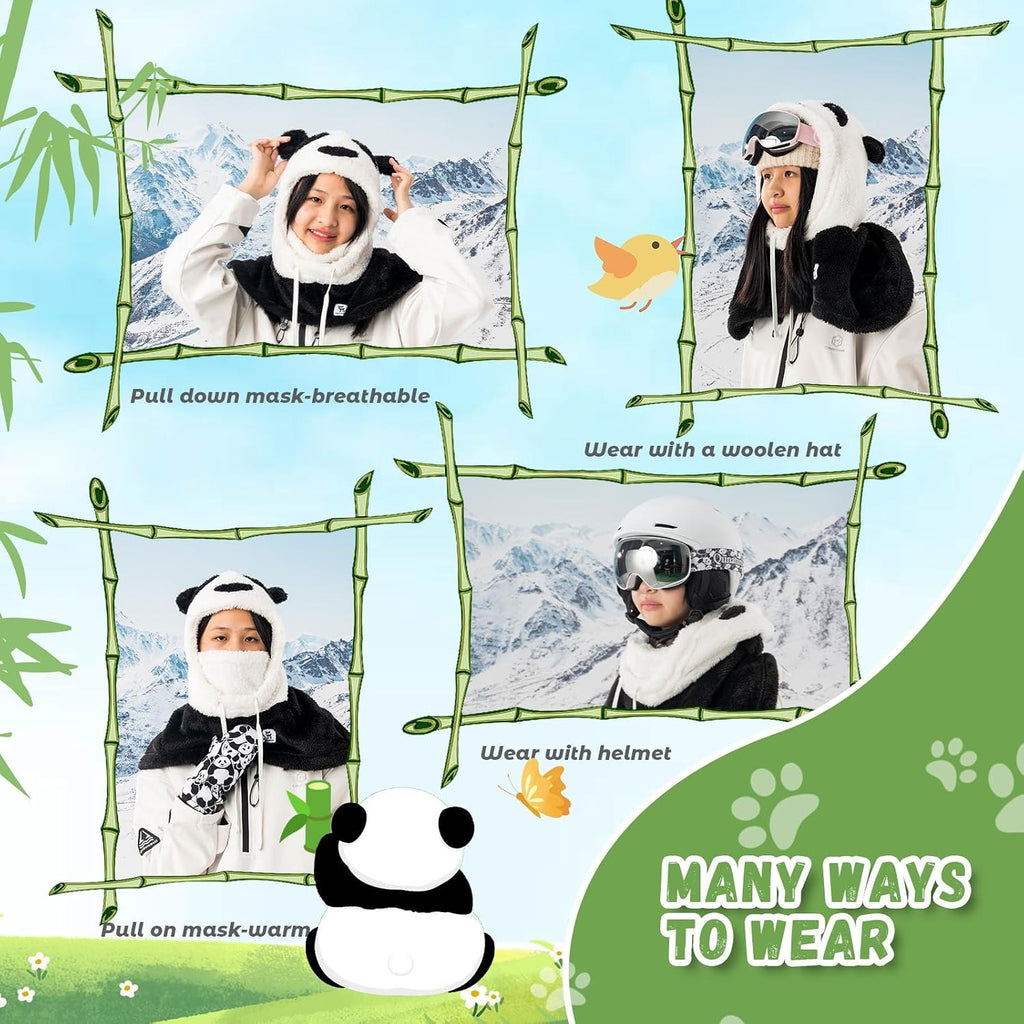 Qunature Winter Sturmhaube Skimaske für Kinder und Eltern, Panda-Design