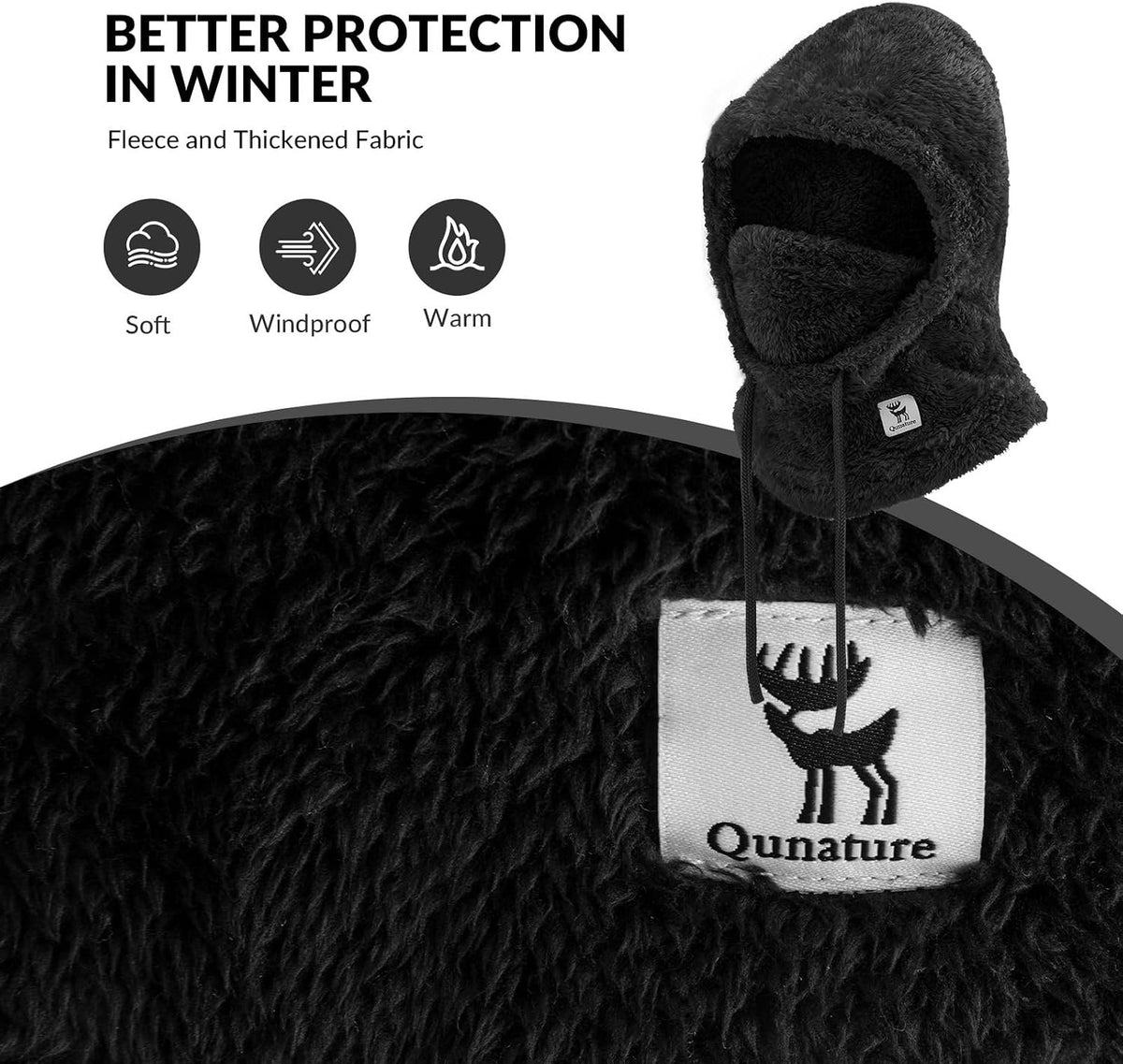 Qunature Sturmhaube Winter Warme Balaclava Thermo Winddichte Skimaske