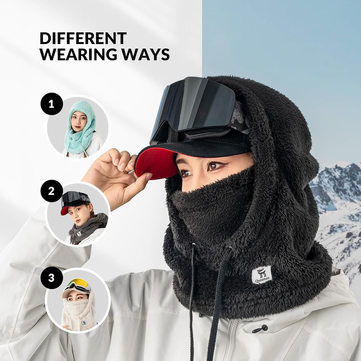 Qunature Sturmhaube Winter Warme Balaclava Thermo Winddichte Skimaske