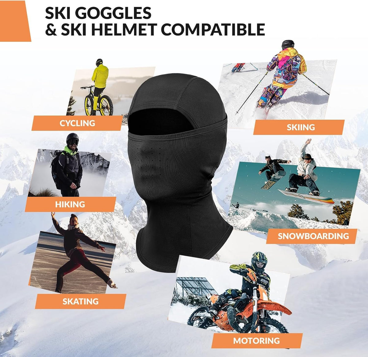 Qunature Sturmhaube Balaclava Winter Skimaske Winddichte Atmungsaktive Gesichtsmaske