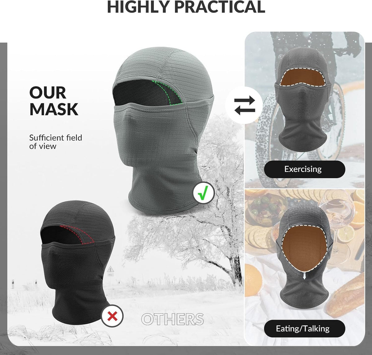 Qunature Sturmhaube Winter Skimaske Balaclava Ski Motorrad Gesichtsmaske Damen/Herren