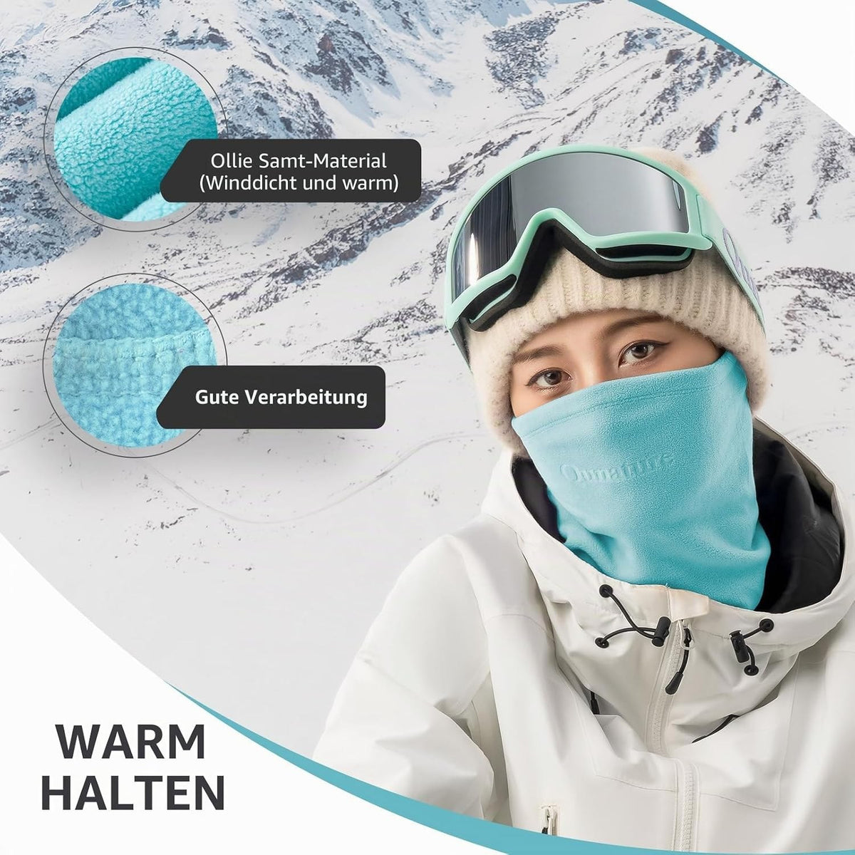 Qunature Winter Halsschlauch Halswärmer Ski Schlauchschal Fleece Dicktes Winddichtes