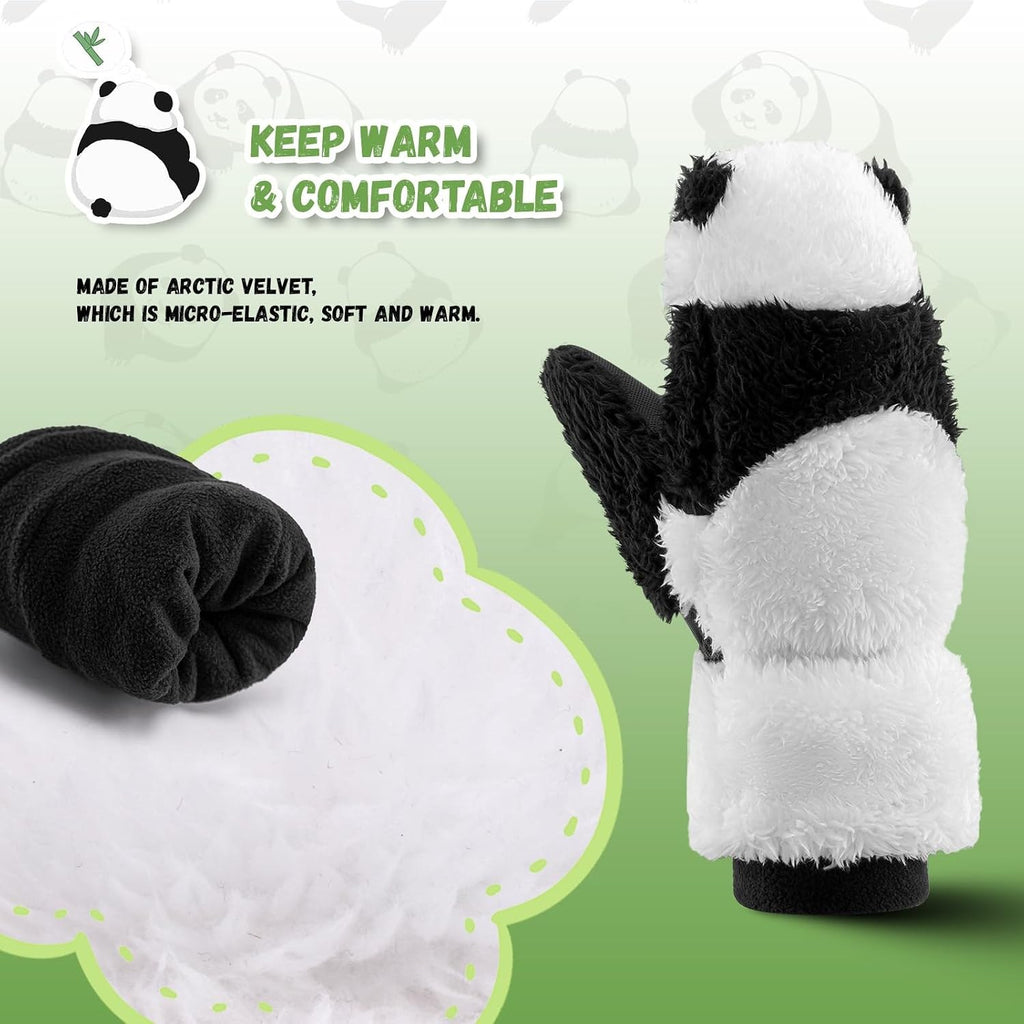 Qunature Skihandschuhe Panda-Design Handschuhe für Kinder von 4–12 Jahren