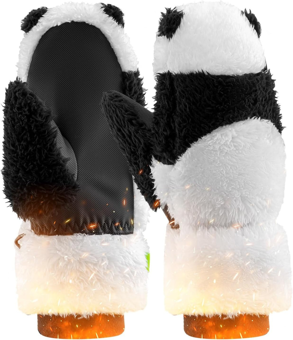 Qunature Skihandschuhe Panda-Design Handschuhe für Kinder von 4–12 Jahren