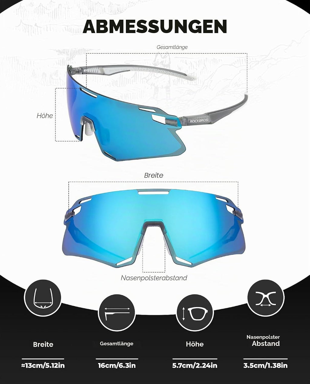 ROCKBROS Fahrradbrille TR90 Rahmen Polarisierte Sportsonnenbrille Radbrille