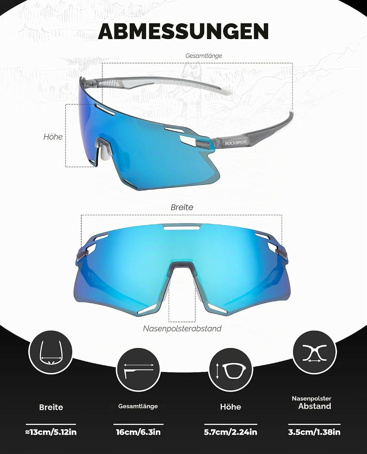 ROCKBROS Fahrradbrille TR90 Rahmen Polarisierte Sportsonnenbrille Radbrille