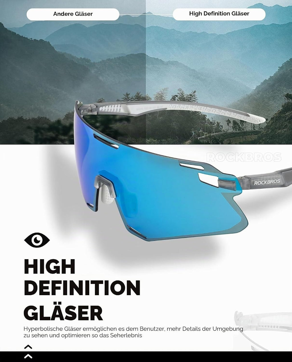 ROCKBROS Fahrradbrille TR90 Rahmen Polarisierte Sportsonnenbrille Radbrille