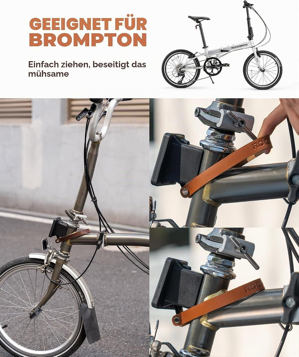 ROCKBROS Schnellverschluss für Brompton, Befestigungsriemen aus Leder