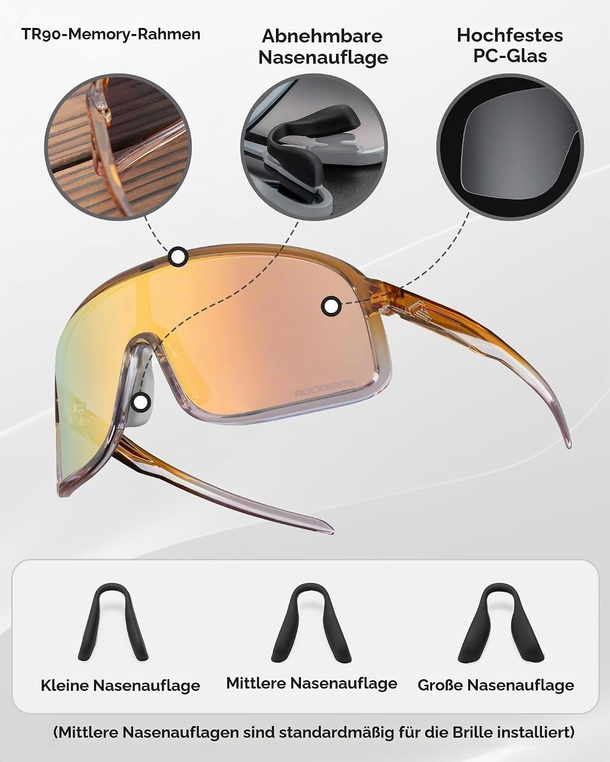 ROCKBROS Fahrradbrille Photochromatisch Cycling Glasses Fahrradbrille Outdoor