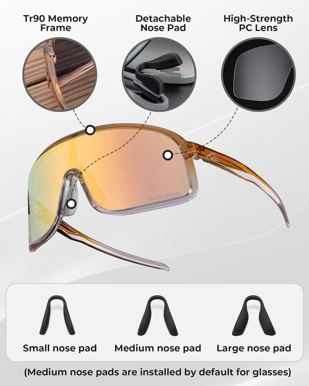 ROCKBROS Fahrradbrille Polarisiert Outdoor Cycling Glasses Fahrradbrille MTB