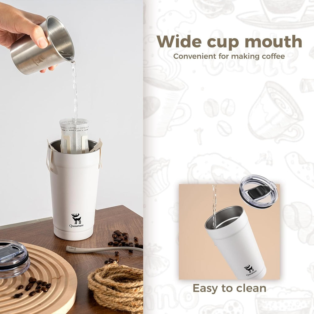 Qunature Thermoflasche Kaffeebecher 480ml aus 304 Edelstahl