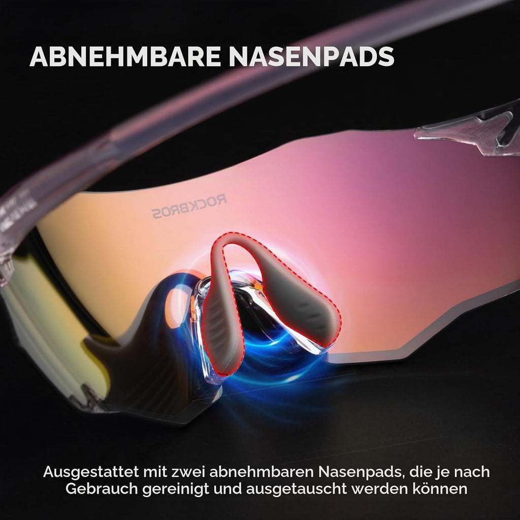 ROCKBROS Fahrradbrille Sportsonnenbrille Photochrom Rennradbrille Rahmenlose