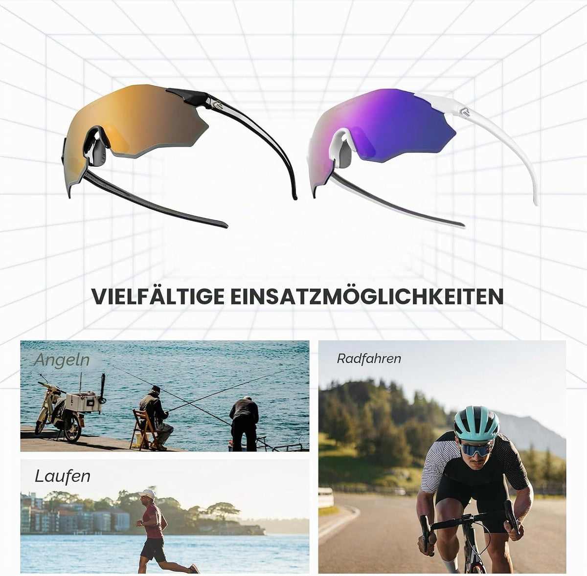 ROCKBROS Fahrradbrille Rennradbrille Sportsonnenbrille Rahmenlose Fahrrad