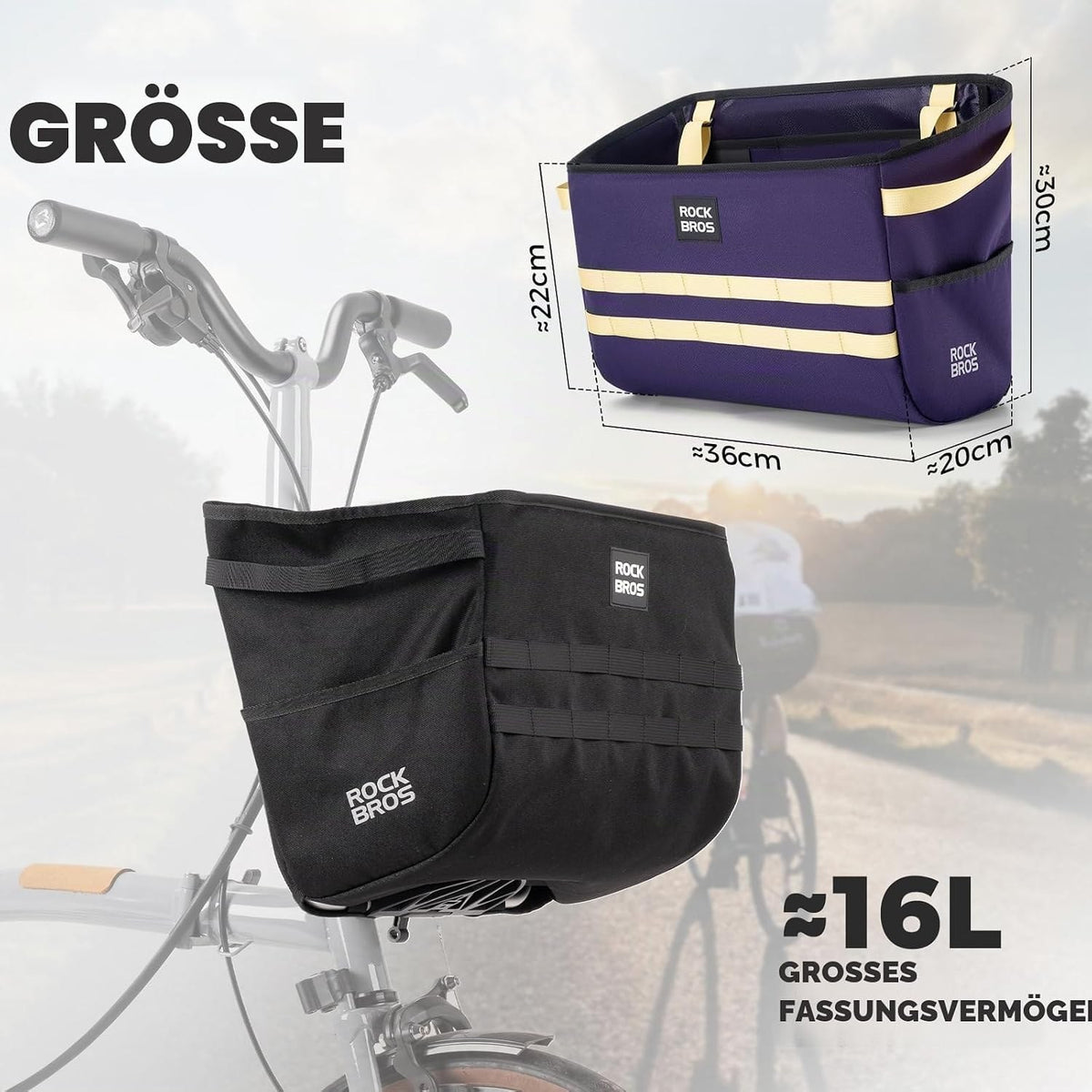 ROCKBROS Fahrradlenkertasche für Brompton Faltradkorbtasche Front Fahrrad