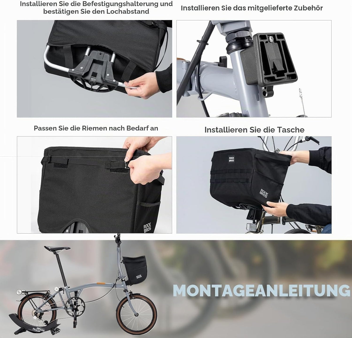 ROCKBROS Fahrradlenkertasche für Brompton Faltradkorbtasche Front Fahrrad