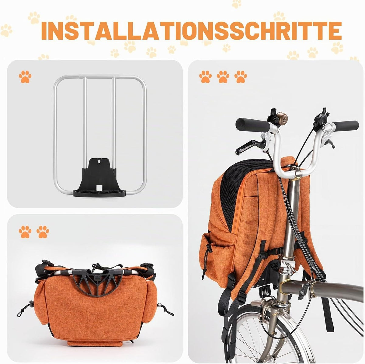 ROCKBROS Lenkertasche für Brompton, Fahrradlenkertasche für Haustier
