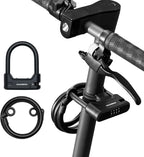 ROCKBROS Fahrradschloss Bügelschloss mit Kabel, 11 mm, 1,1 m, 4-Stellig