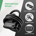 ROCKBROS Fahrradschloss Bügelschloss mit Kabel, 11 mm, 1,1 m, 4-Stellig