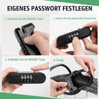 ROCKBROS Fahrradschloss Bügelschloss mit Kabel, 11 mm, 1,1 m, 4-Stellig