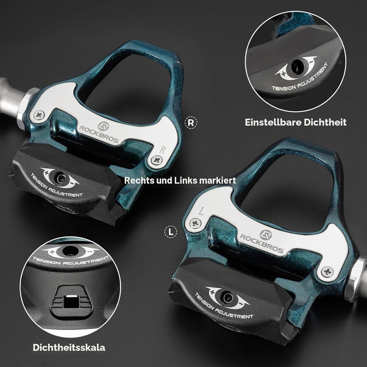 ROCKBROS Klickpedale Aluminium, kompatibel mit Shimano SPD-SL