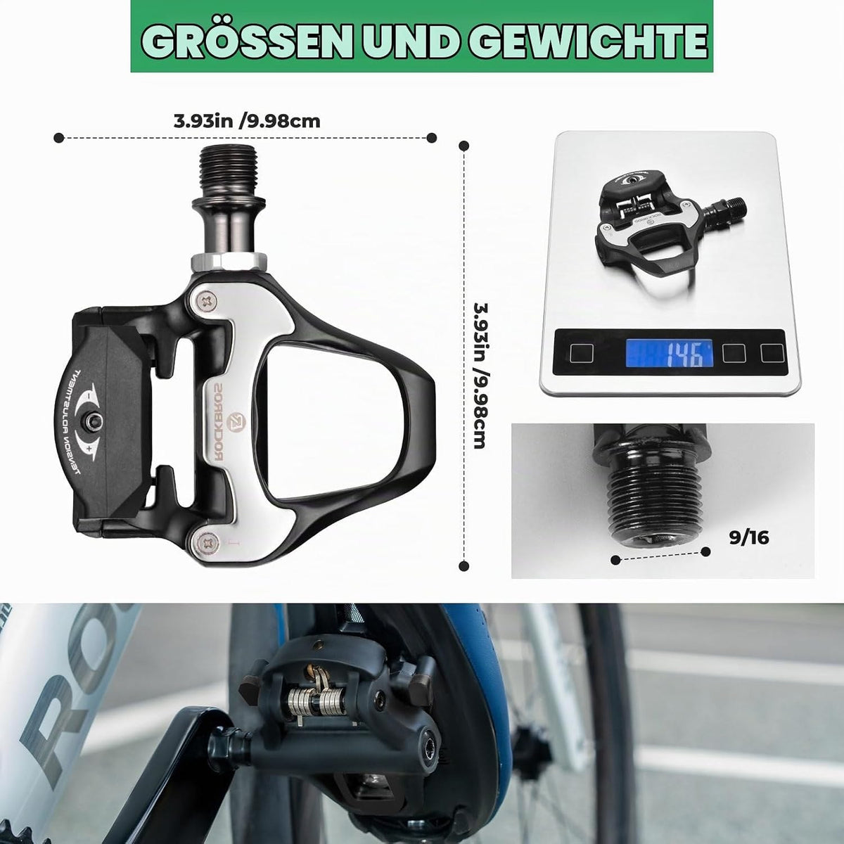ROCKBROS Rennrad Pedale Kompatibel mit Look KEO System, Klickpedale