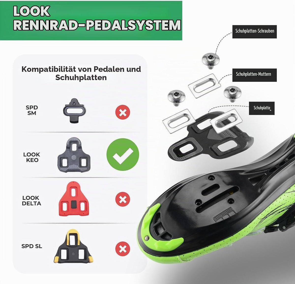 ROCKBROS Rennrad Pedale Kompatibel mit Look KEO System, Klickpedale