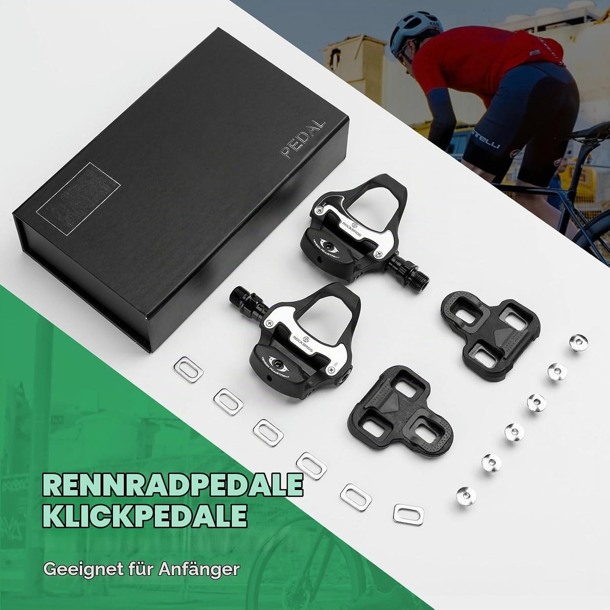 ROCKBROS Rennrad Pedale Kompatibel mit Look KEO System, Klickpedale