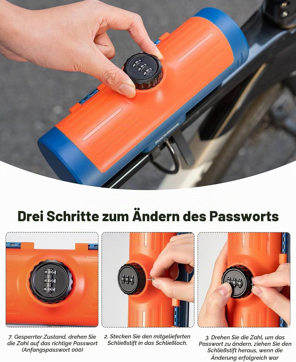ROCKBROS Rahmentasche Fahrrad Oberrohrtasche mit Zahlenschloss